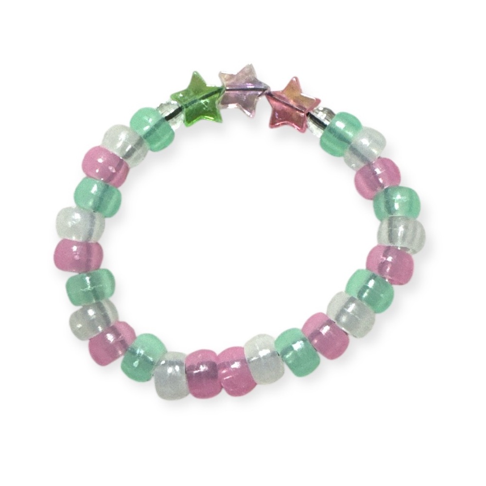 3 FOR $20 HANDCRAFTED Glow-in-the-Dark Pony Colourful Star Stretch Bracelet - Picture 1 of 5